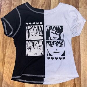 Black/White anime crop top